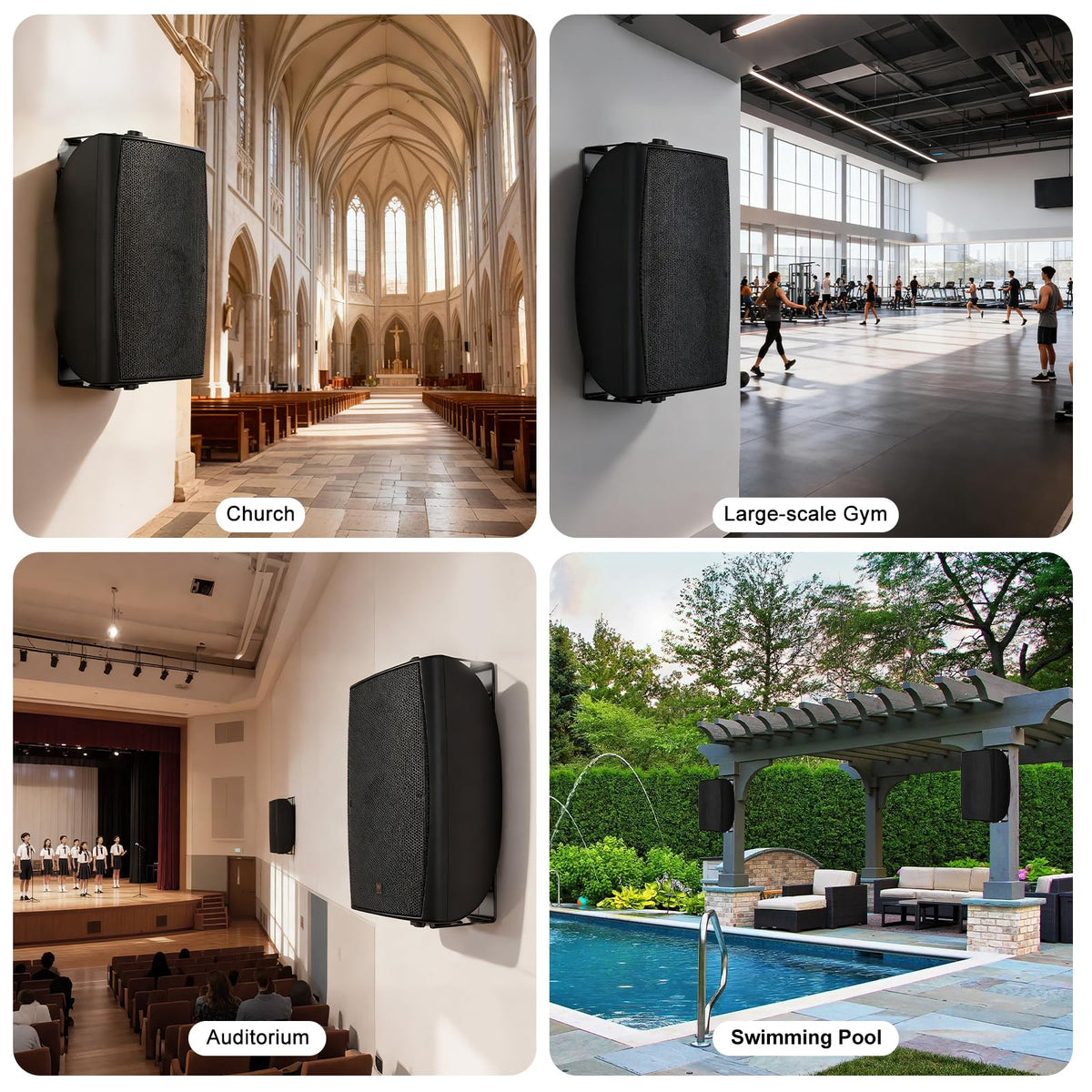 Studiofinix outdoor speaker set includes two units and mounting accessories.