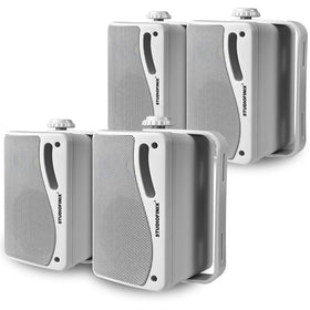 STUDIOFINIX outdoor wall-mount white close-up for crisp patio sound