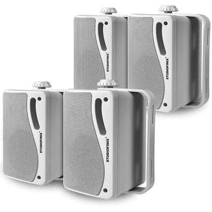 STUDIOFINIX outdoor wall-mount white close-up for crisp patio sound