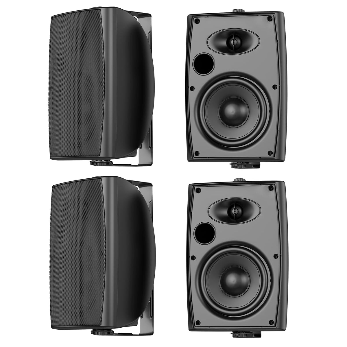 STUDIOFINIX outdoor speakers wall-mount setup delivering powerful stereo sound.