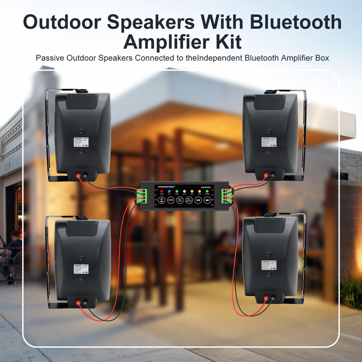 Poolside scene with STUDIOFINIX speakers enhancing outdoor gatherings.