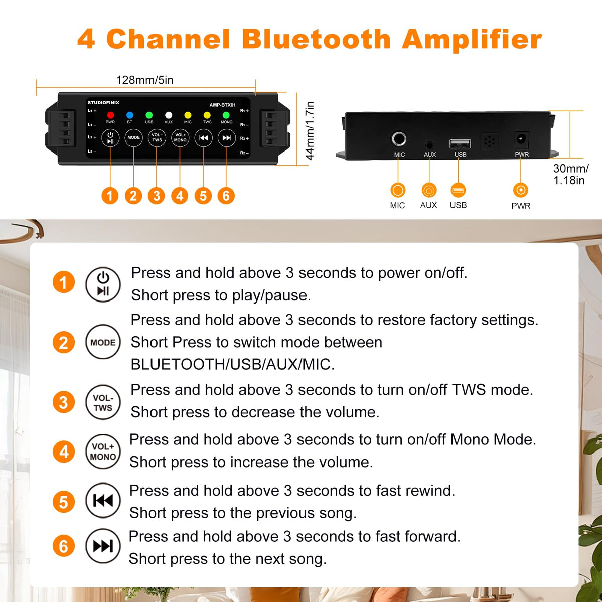 STUDIOFINIX remote with cables and manual showing convenient hands-free control
