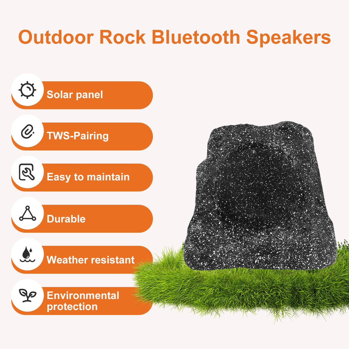 STUDIOFINIX rock speaker Bluetooth 5.3 with TWS for immersive stereo.