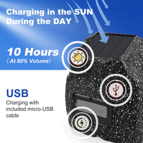 STUDIOFINIX rock speaker solar charging feature powers outdoor listening.