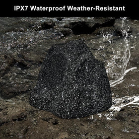 STUDIOFINIX IPX7 waterproof rating on weatherproof rock speakers.