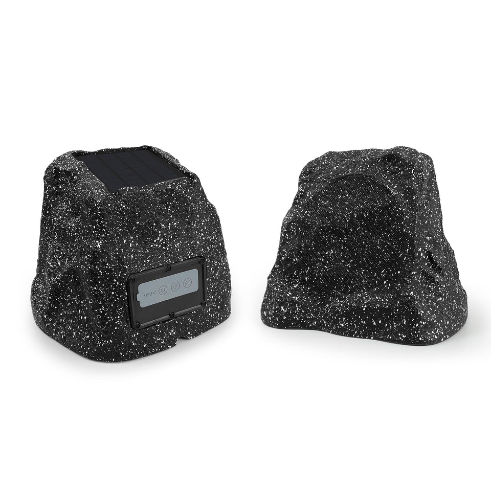 STUDIOFINIX rock speakers outdoor appearance gray blend with garden decor and deliver clear sound