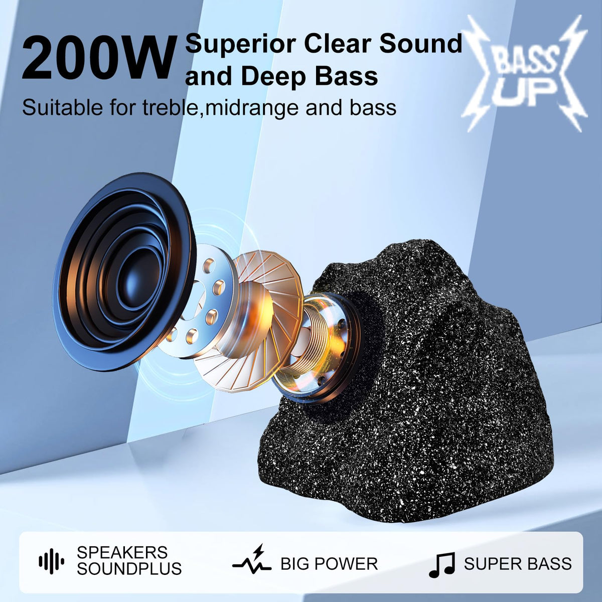 StudioFinix rugged outdoor rock speaker design complements garden decor.