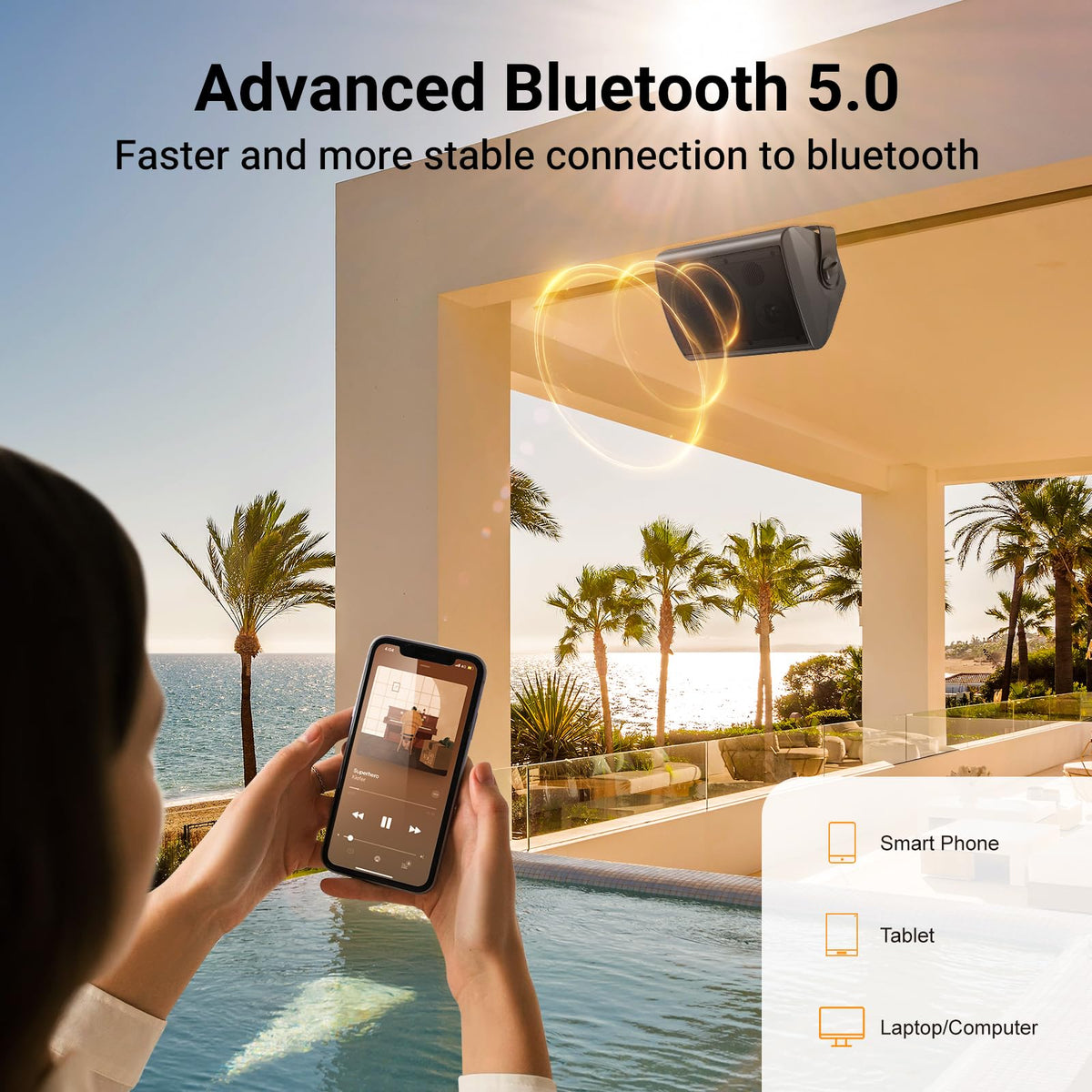 Studiofinix waterproof exterior speaker ready for all-weather use.