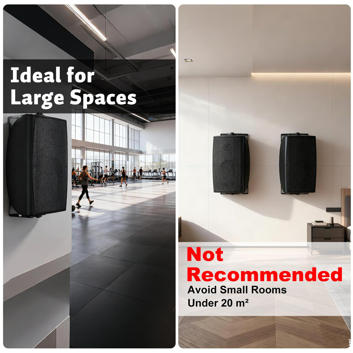 Studiofinix wide area coverage supports 60 to 200 square meters with consistent sound.
