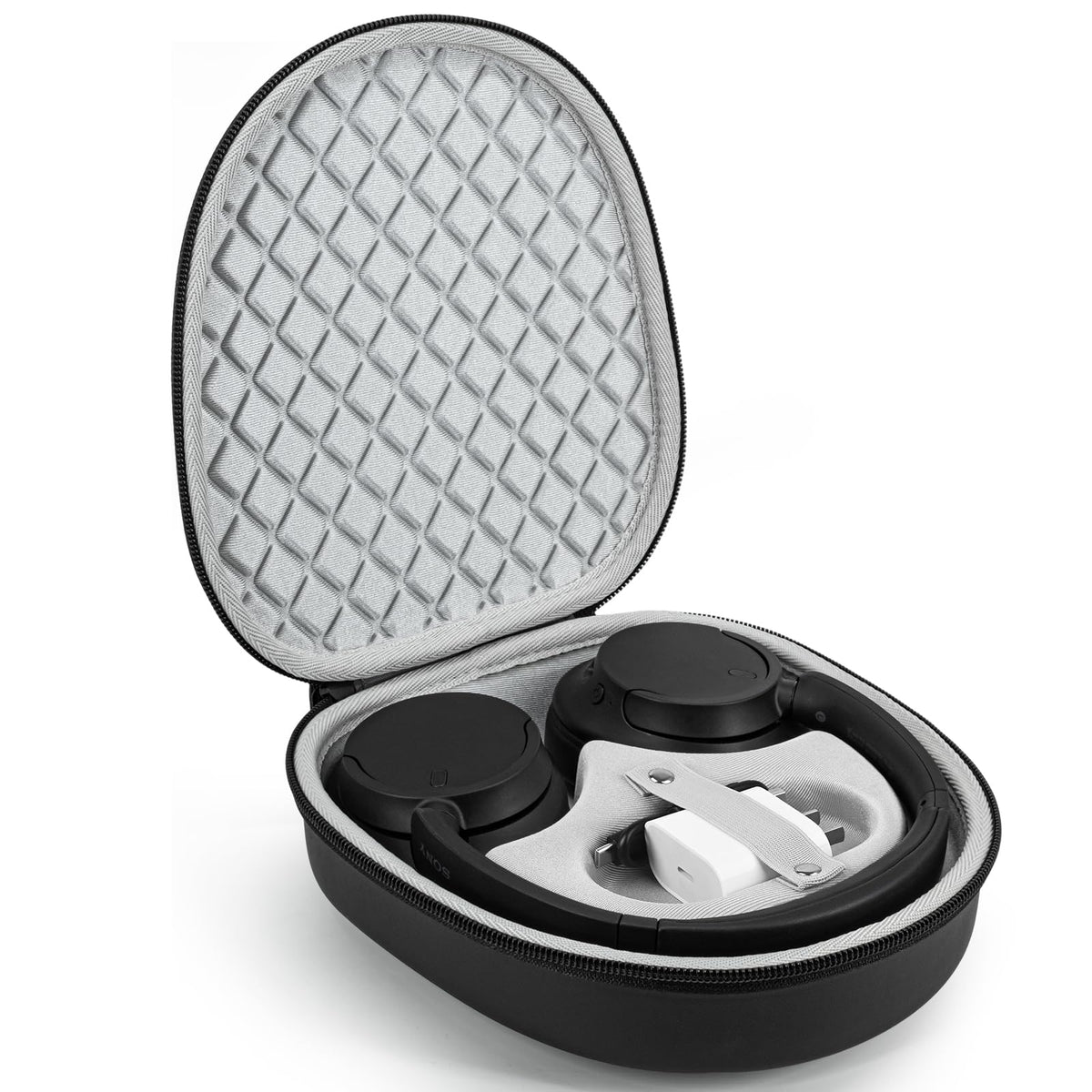 Stukcaze headphone case for Sony WH-CH720N with black pattern for travel use.