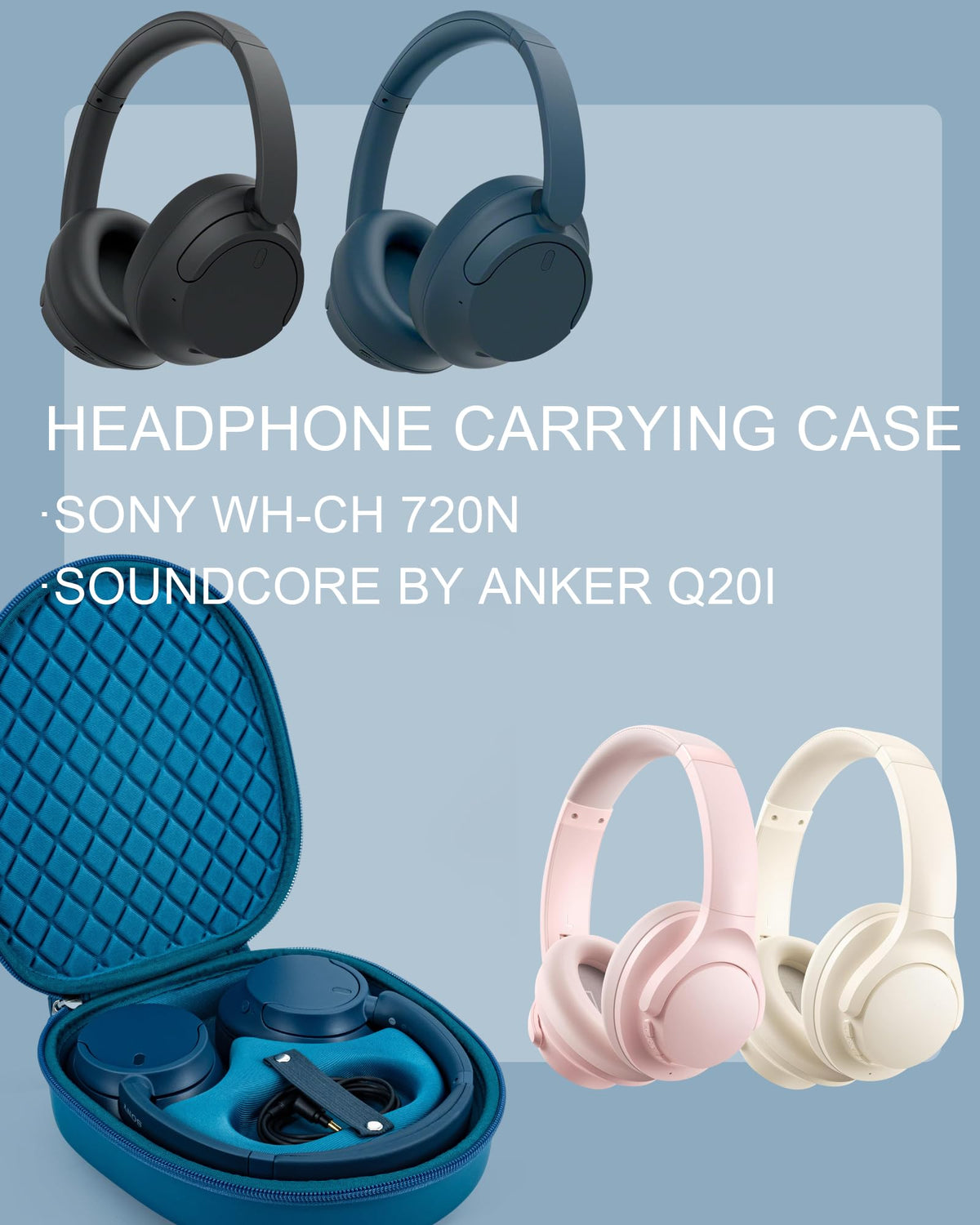 stukcaze headphone case for Sony WH-CH720N, zipper close-up showing secure closure for quick on-the-go access