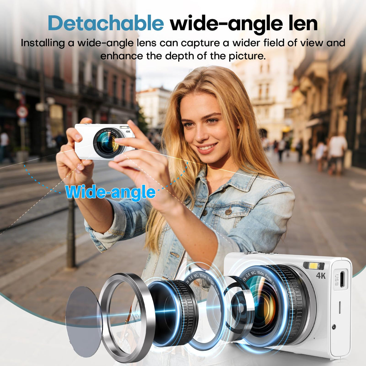 STUOGYUM digital camera wide-angle lens expands shooting perspective.
