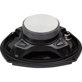 STX Audio speaker grille and label detail, protects drivers and aids long-term durability