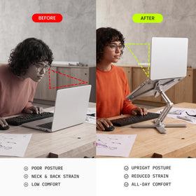 STXND Model-X 2.0 aluminum stand supports cooling and solid laptop support