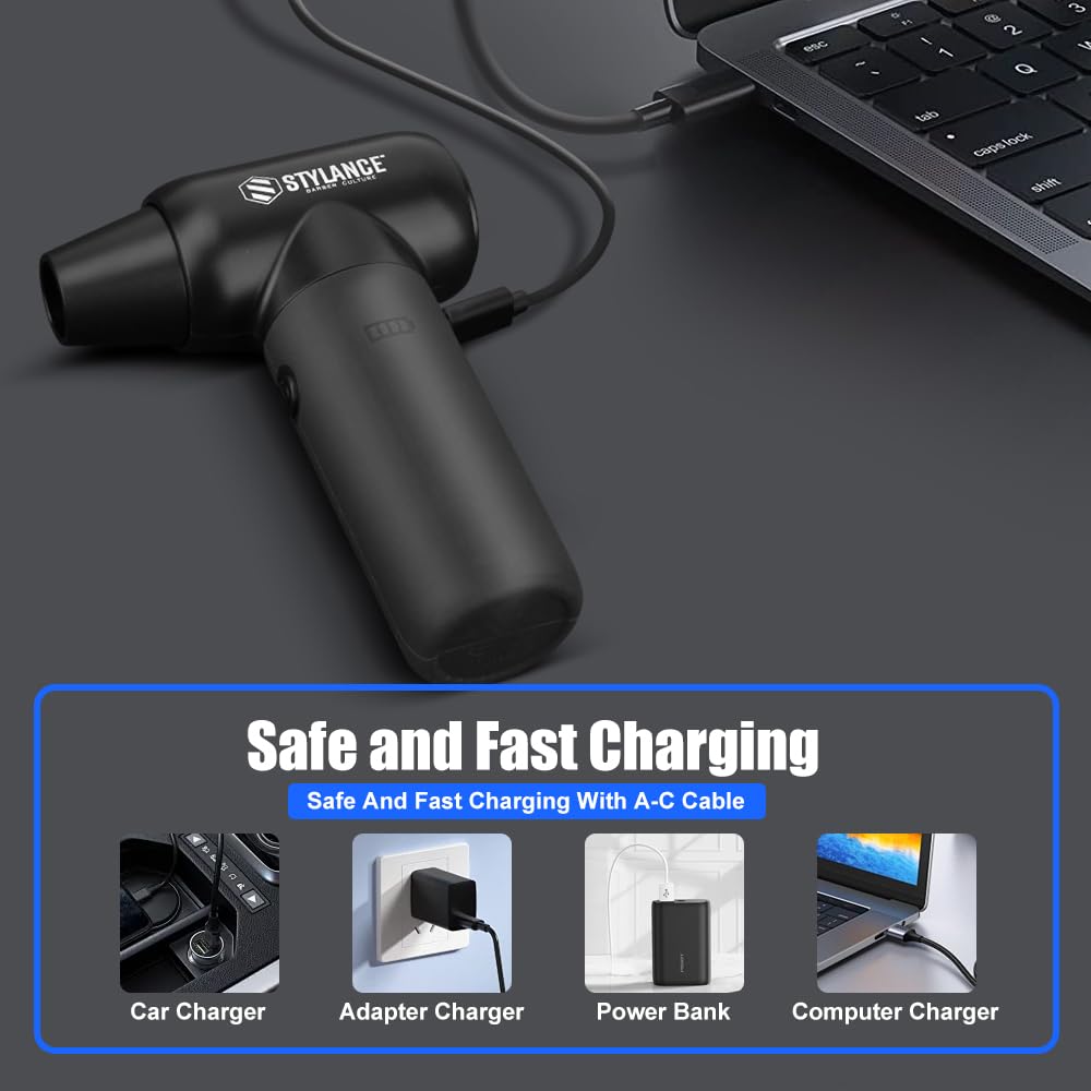 STYLANCE held in hand to show compact size and portable cordless convenience