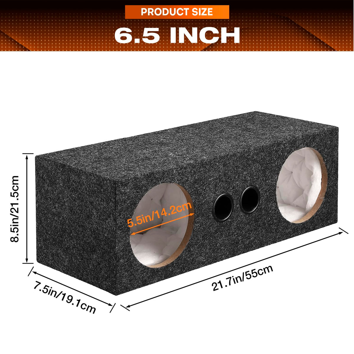 Suacopzar dual 6.5-inch enclosure interior using sound-absorbing cotton for damping