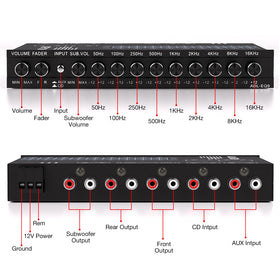 Suacopzar rear connections with RCA outputs and labels for easy amplifier hookup