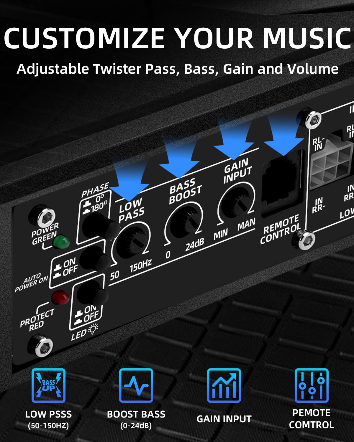SUBPULSIX blue ambient light switch adds nighttime visibility for quick control.