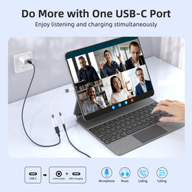 Subynanal 3.5mm charging dongle supports audio and fast charging.