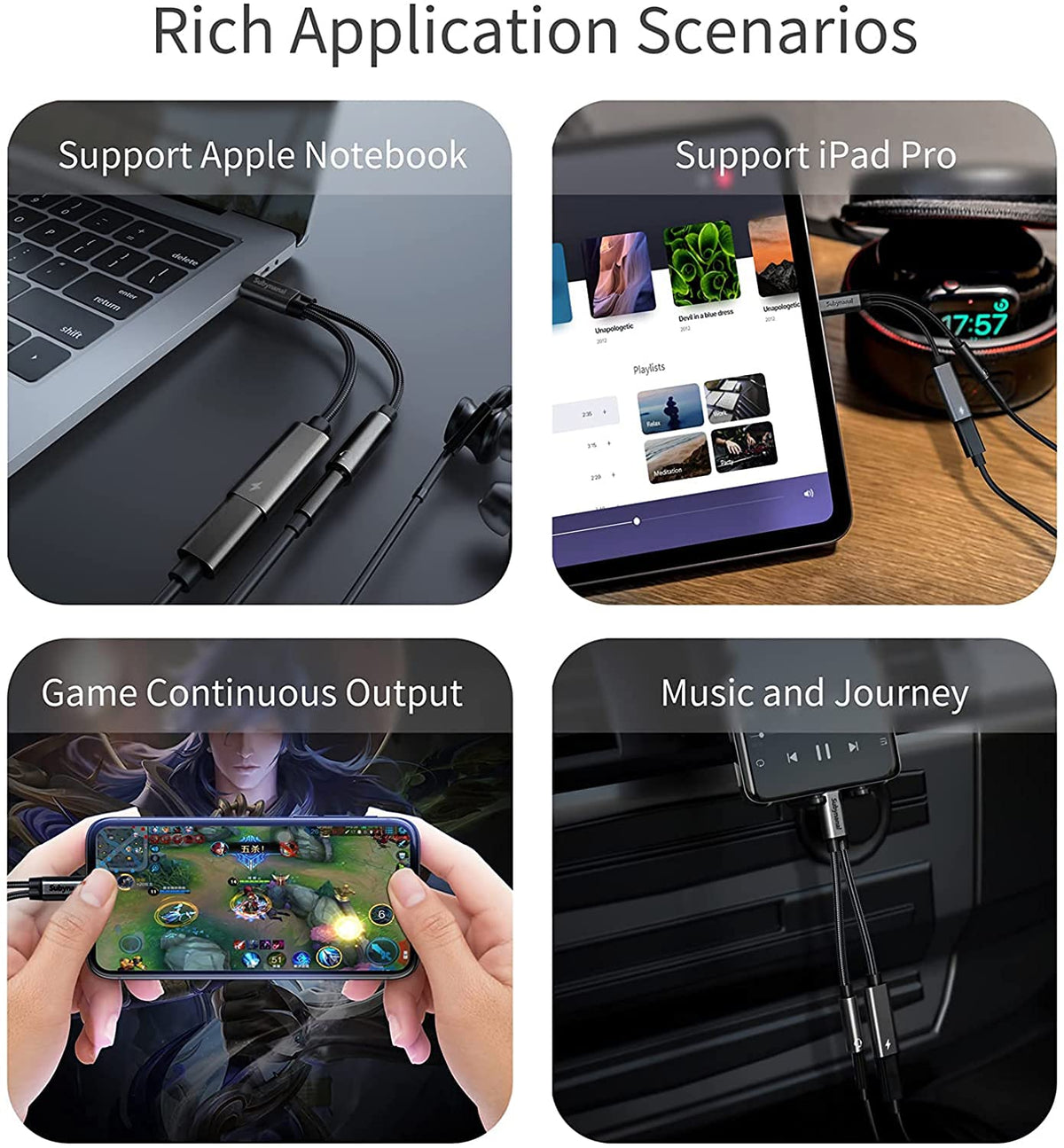 Subynanal compact USB C to 3.5mm adapter design for easy portability