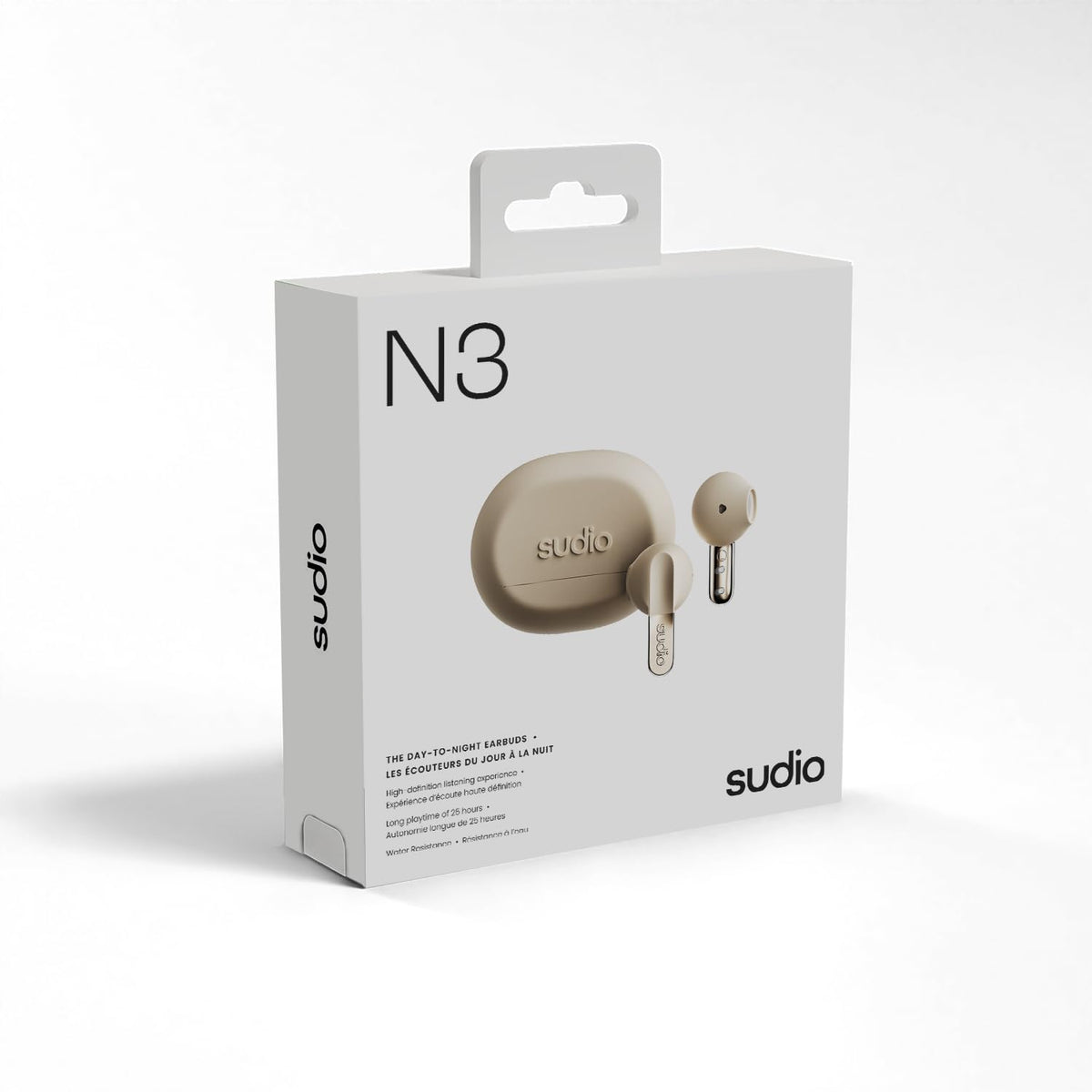 Sudio N3 retail box and contents, clear specs and sustainable design