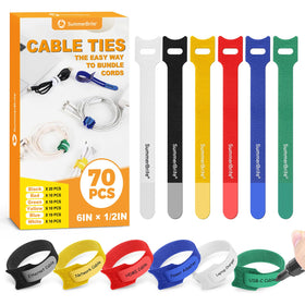 SummerBrite color-coded cable ties in 6 inch size for quick identification of power and data cables