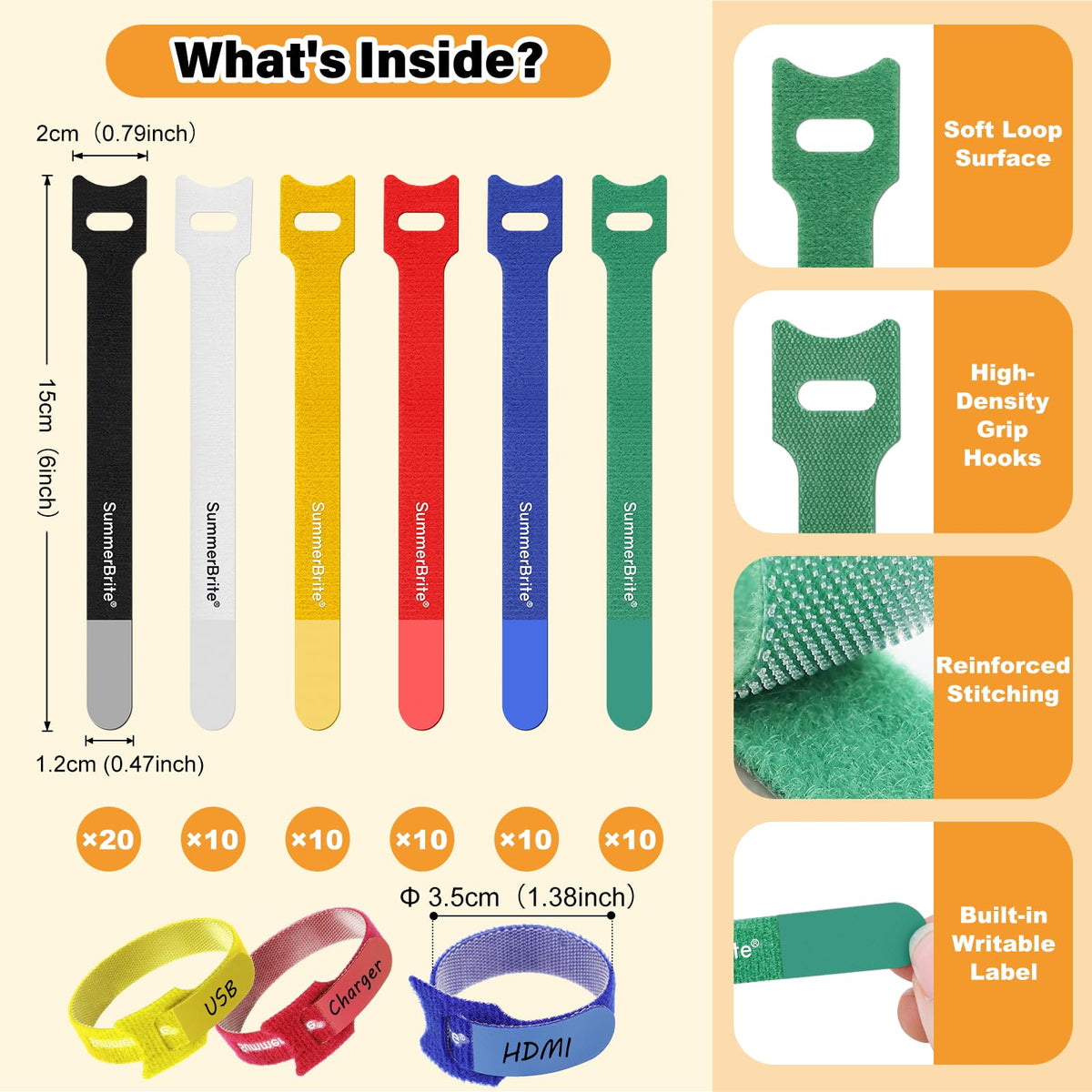 SummerBrite writable label area for precise cord naming