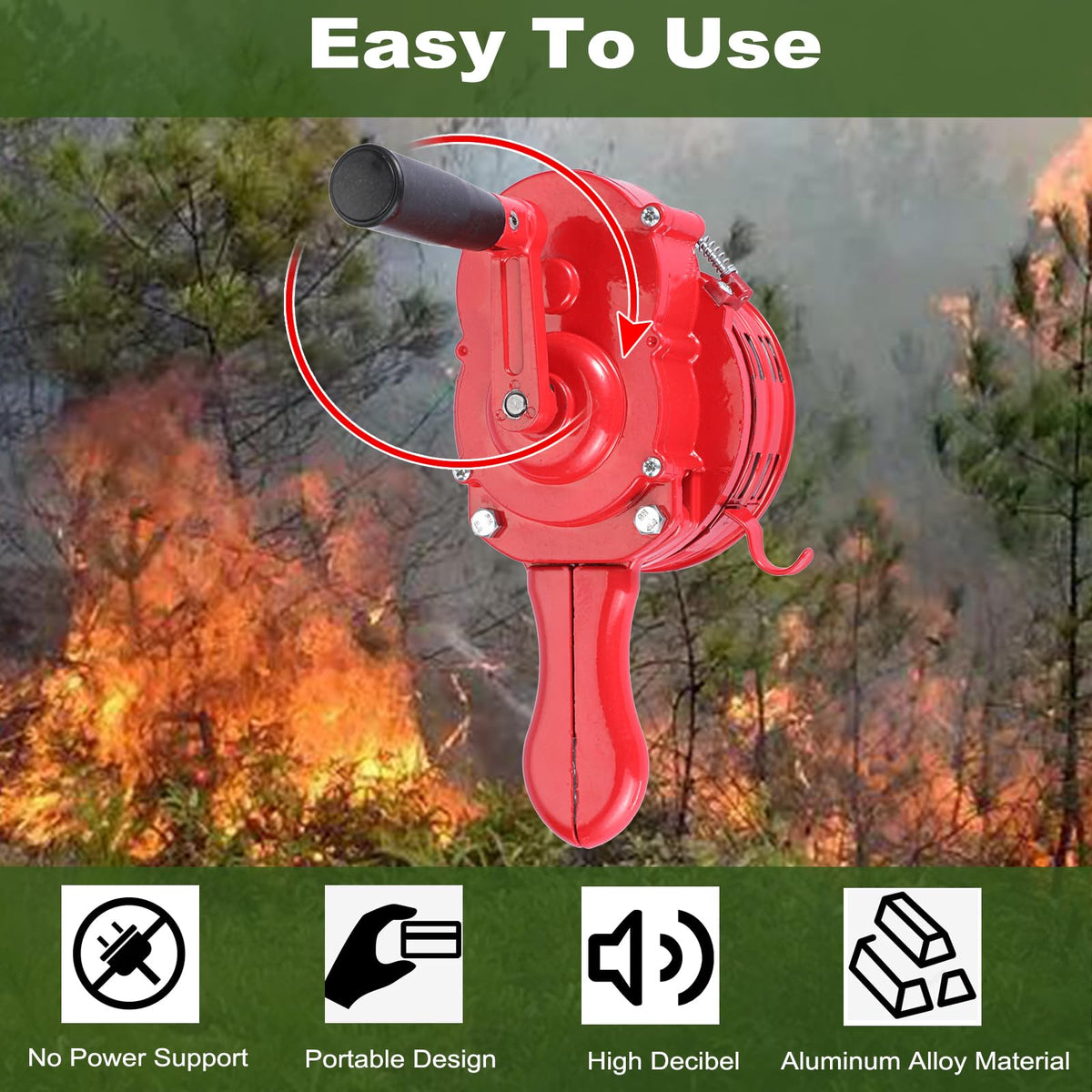 Sumnacon foldable-handle siren demonstrating compact storage capability.
