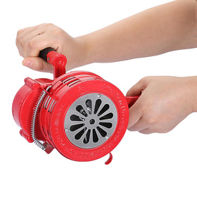 Sumnacon hand crank siren shown for portable emergency signaling without power.