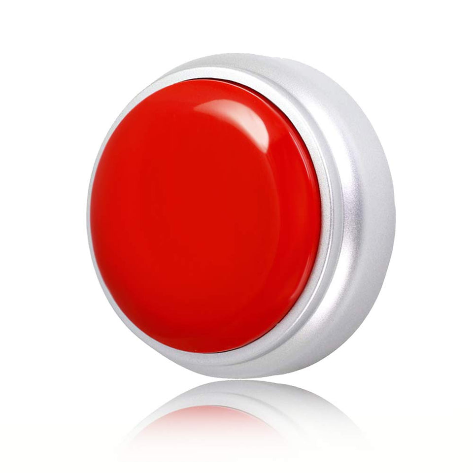 SUMWELL Sound Button front view shows red-silver design and easy press benefit