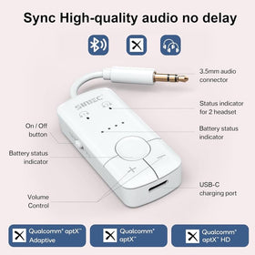 Sunitec aptX HD adaptive support icon signaling high-quality wireless sound.