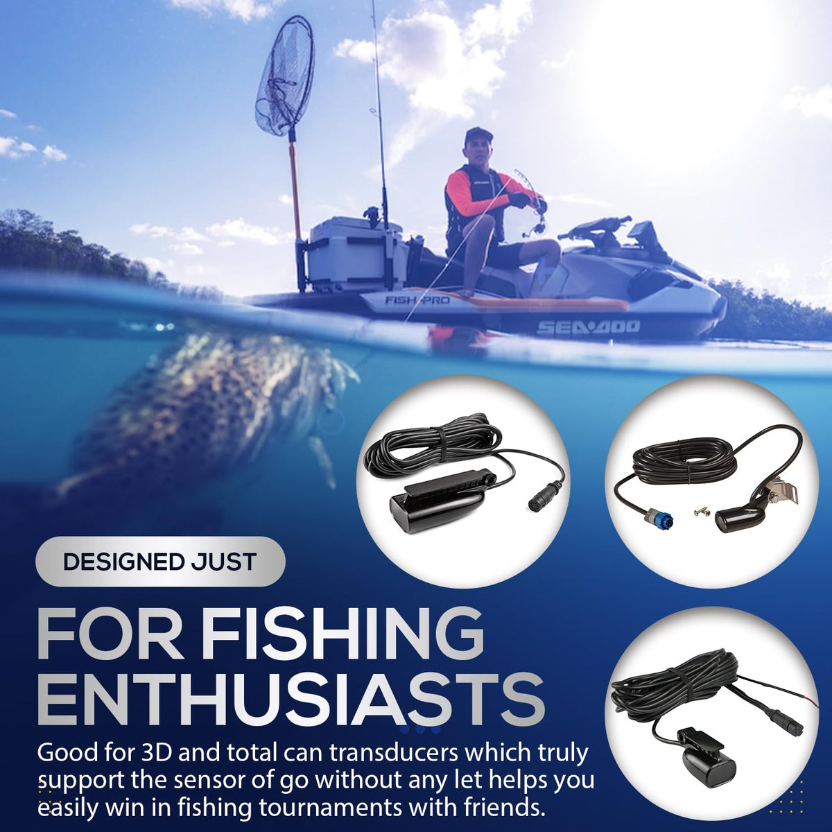 Sunluway bracket mounted on boat transom demonstrating stable transducer support