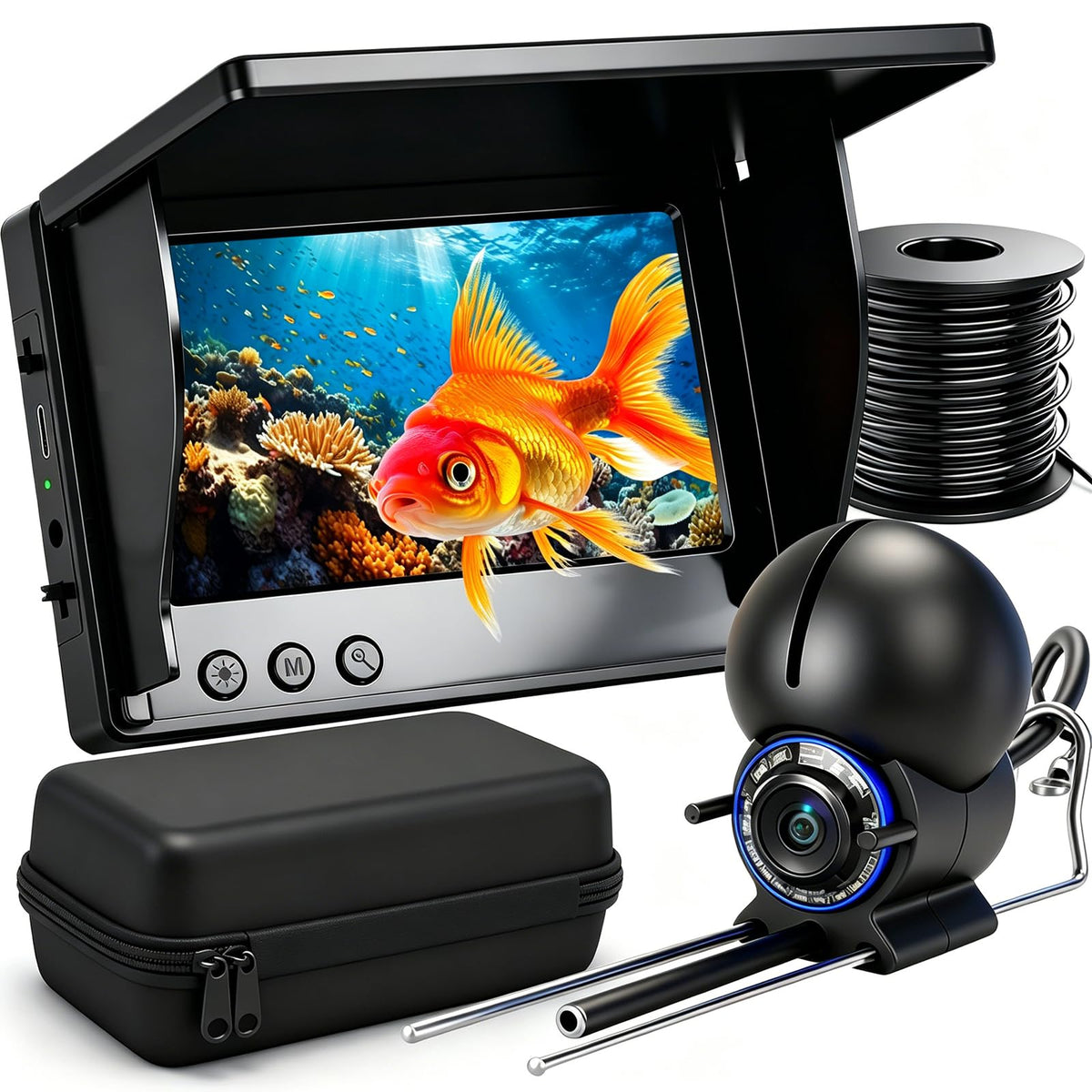 SUNMORN front view showing monitor and camera for instant underwater feedback