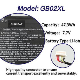SUNNEAR close-up of battery label with specifications for correct compatibility benefit