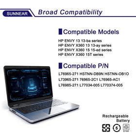 SUNNEAR battery installed in HP laptop to restore on-the-go runtime