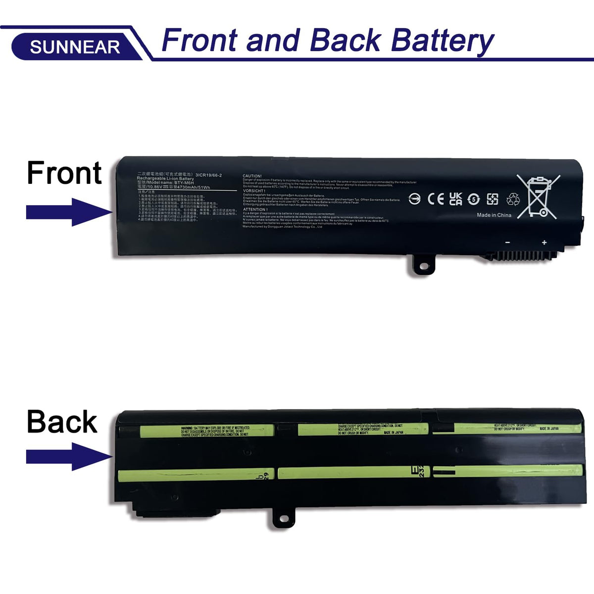 SUNNEAR BTY-M6H back cover verification step for model confirmation
