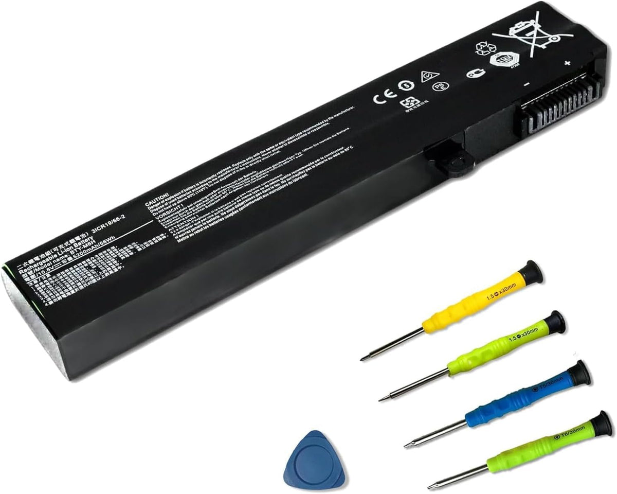 SUNNEAR BTY-M6H battery front view for MSI notebooks showing compact form