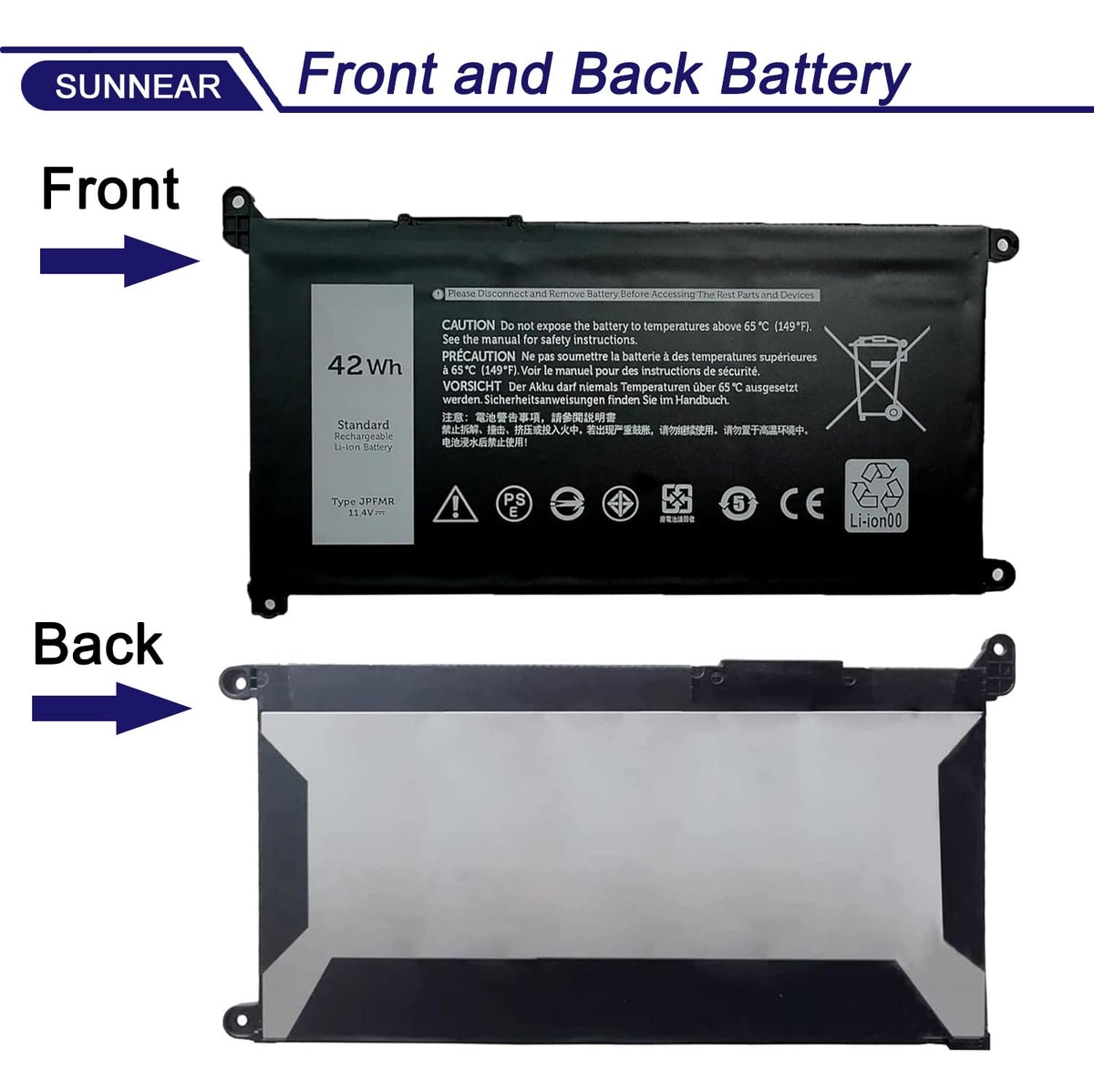 SUNNEAR battery connector and printed label showing part number clarity for accurate replacement
