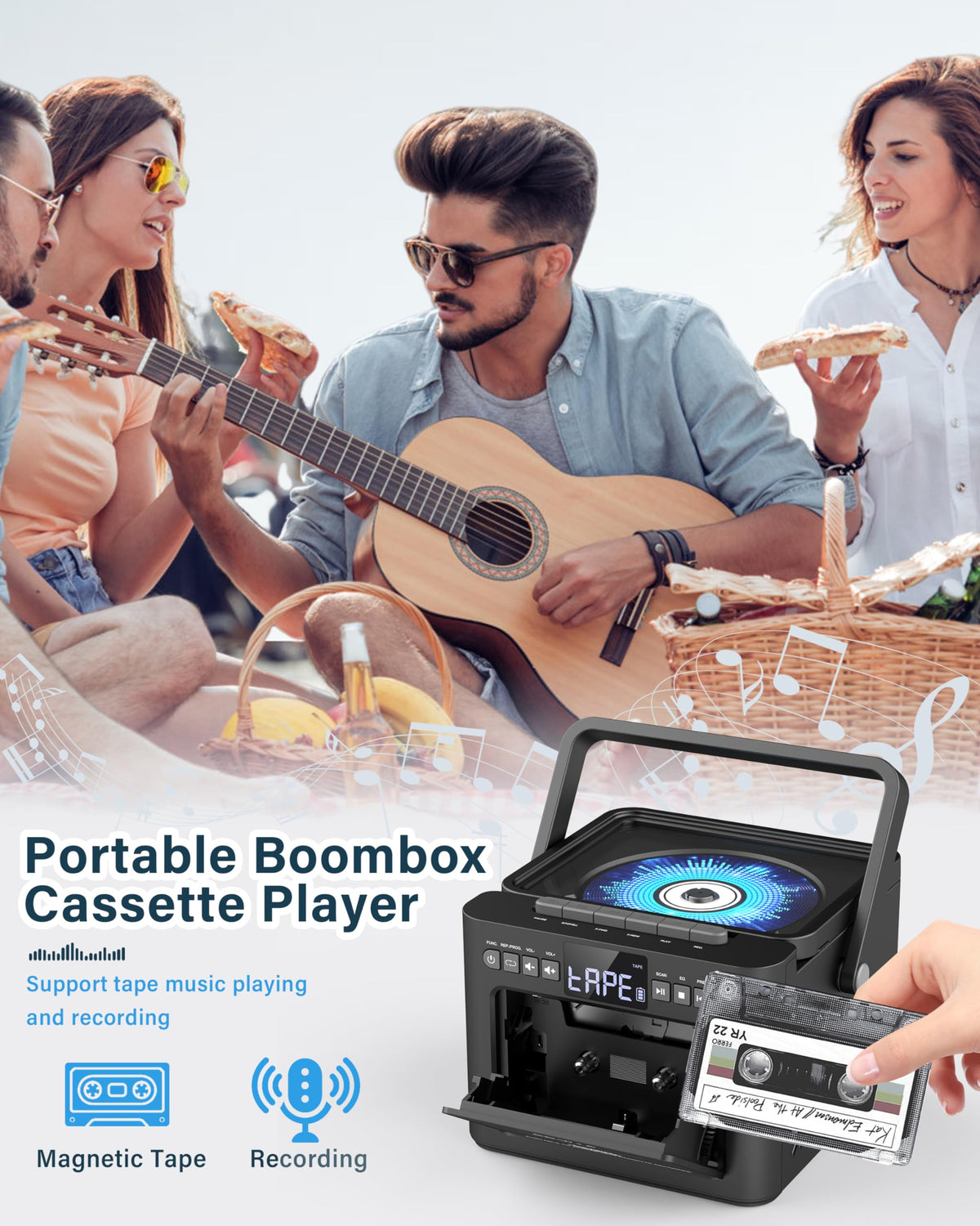 Sunoony boombox Bluetooth pairing for wireless streaming