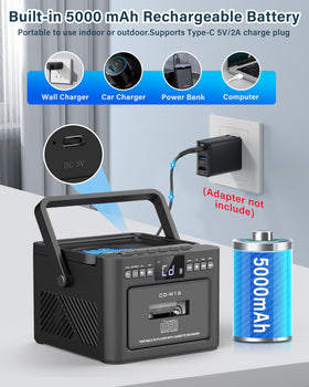 Sunoony boombox cassette tape in play showing retro playback