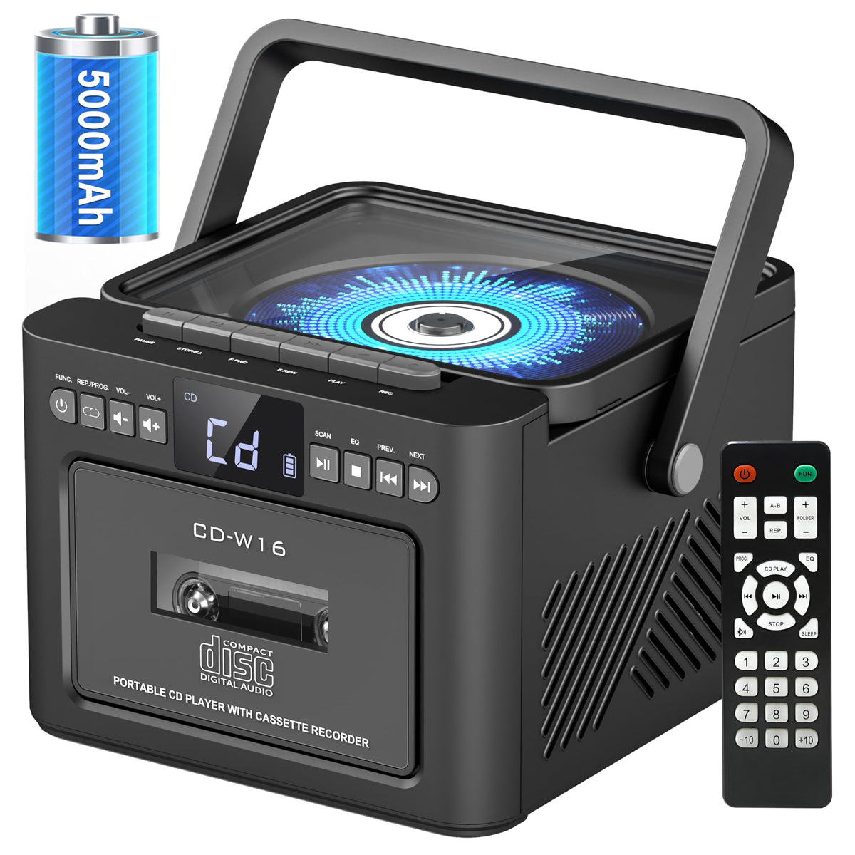 Sunoony boombox front view with LED display for easy home listening