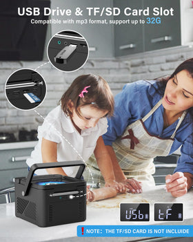 Sunoony boombox USB/TF/AUX ports for multiple music sources