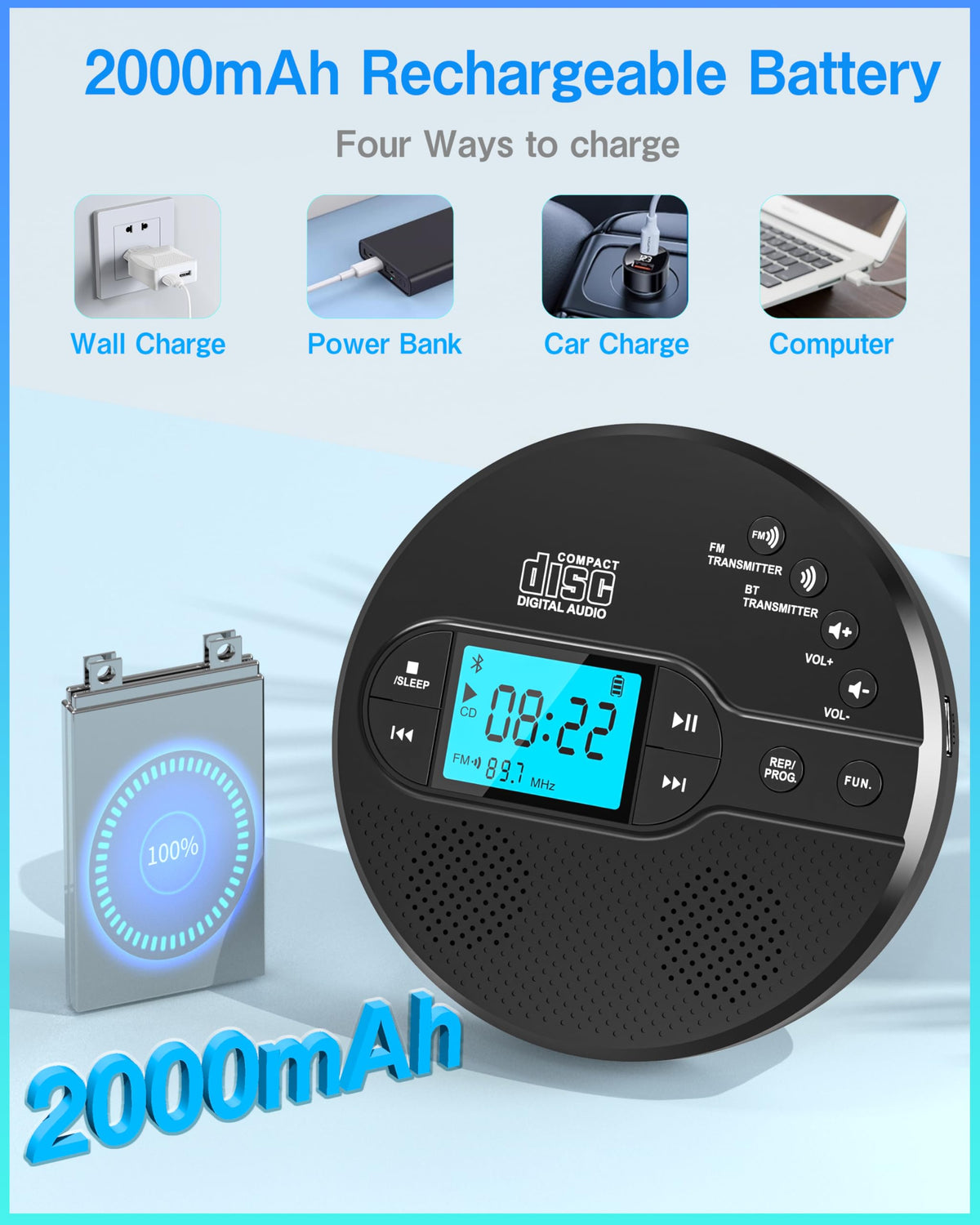 Sunoony built-in stereo speakers playing without headphones for comfortable room listening