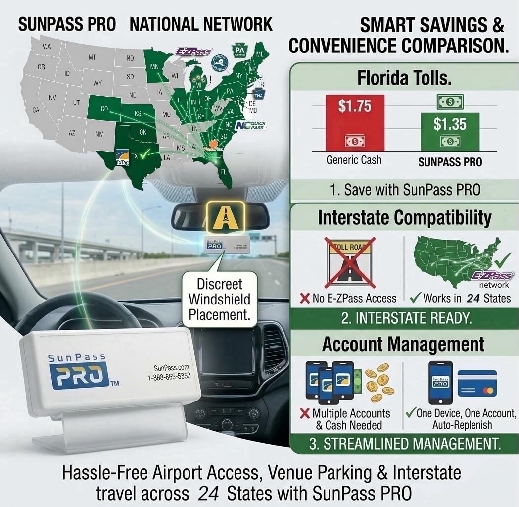 Generic SunPass Pro close-up of device texture and label, showing durable design and easy readability
