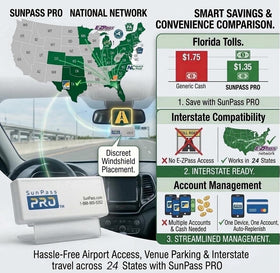 Generic SunPass Pro close-up of device texture and label, showing durable design and easy readability