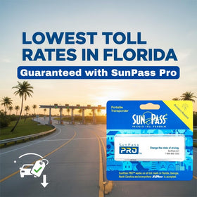 Generic SunPass Pro box with contents laid out, showing everything included for immediate setup