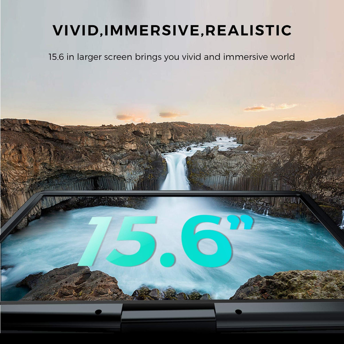 SUNPIN 15.6-inch HD swivel screen provides flexible viewing at home or on the road.