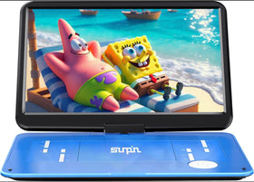 SUNPIN 17.9-inch portable DVD screen for shared viewing with a large swivel display.