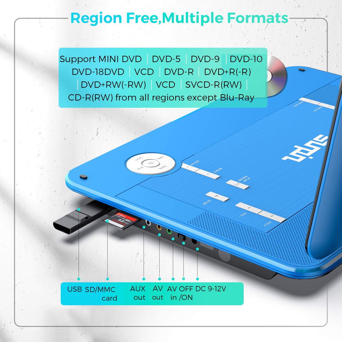 SUNPIN AV-in/out ports enabling easy external device connections.