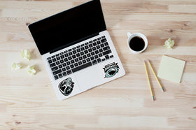 SUNSAIL Raiders stickers on a laptop to show team pride and style.